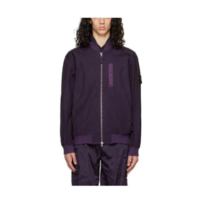 Stone Island Purple Zip-Up Logo Print Long-Sleeve Jacket 781542629-V0026