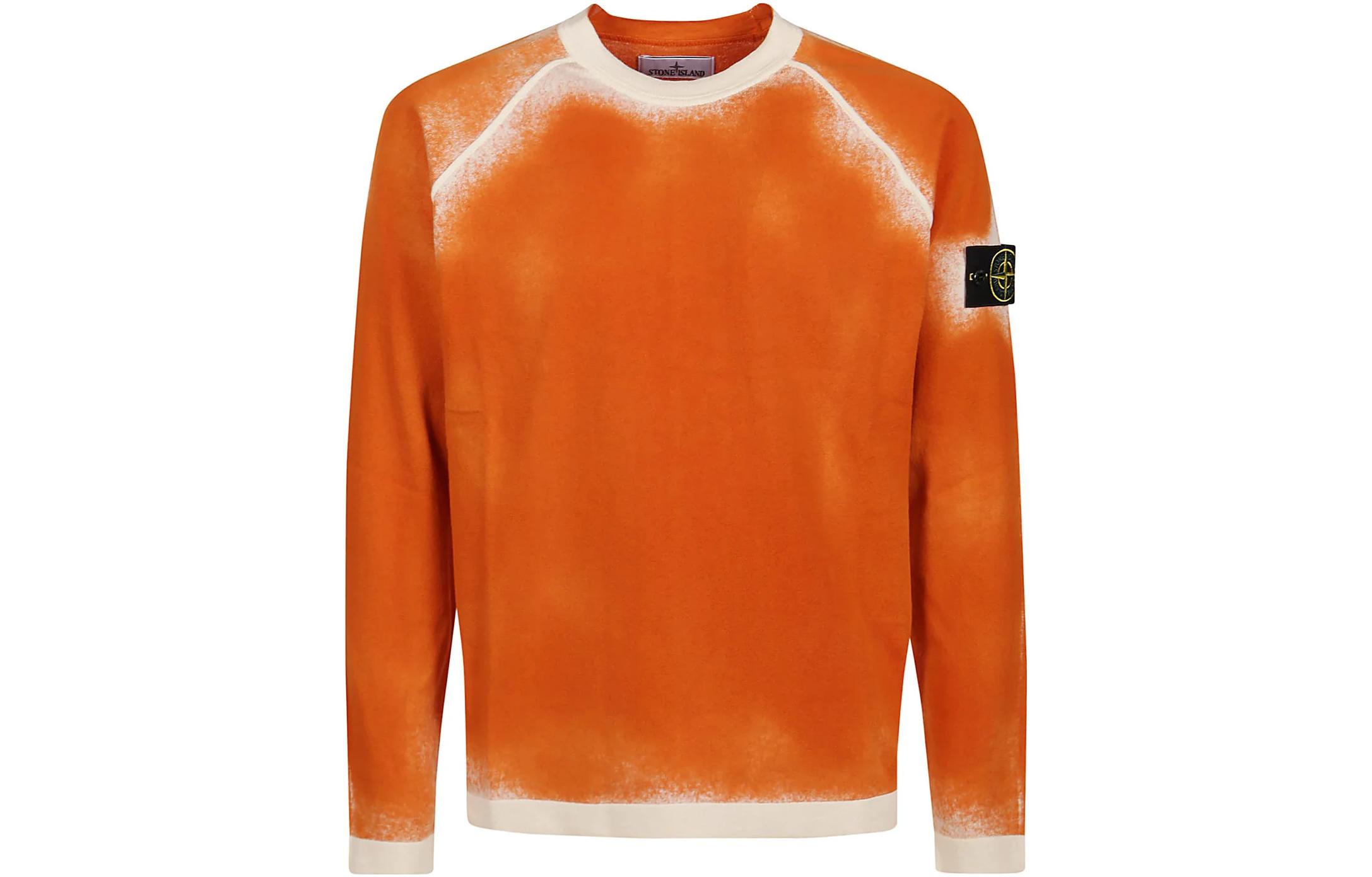 Stone Island Raglan Sleeve Pullover Sweatshirt in Orange 7815525D9-V0073