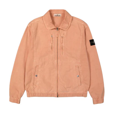 Stone Island Rare White Label Zip-Up Collar Jacket Orange - Long Sleeve 8015431T1-V0013