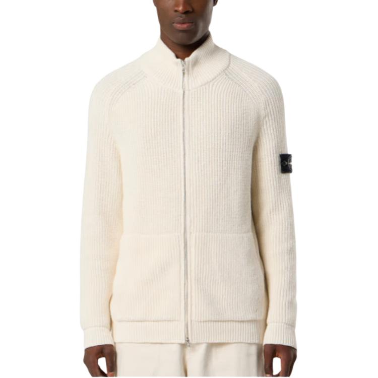 Shop STONE ISLAND 原始美感系列徽标补丁针织开衫. K2S155100013S00TA-V0093