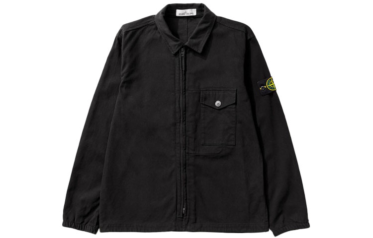 Stone Island Recycled Cotton Single Pocket Jacket Black  Outerwear 751510704-V0029