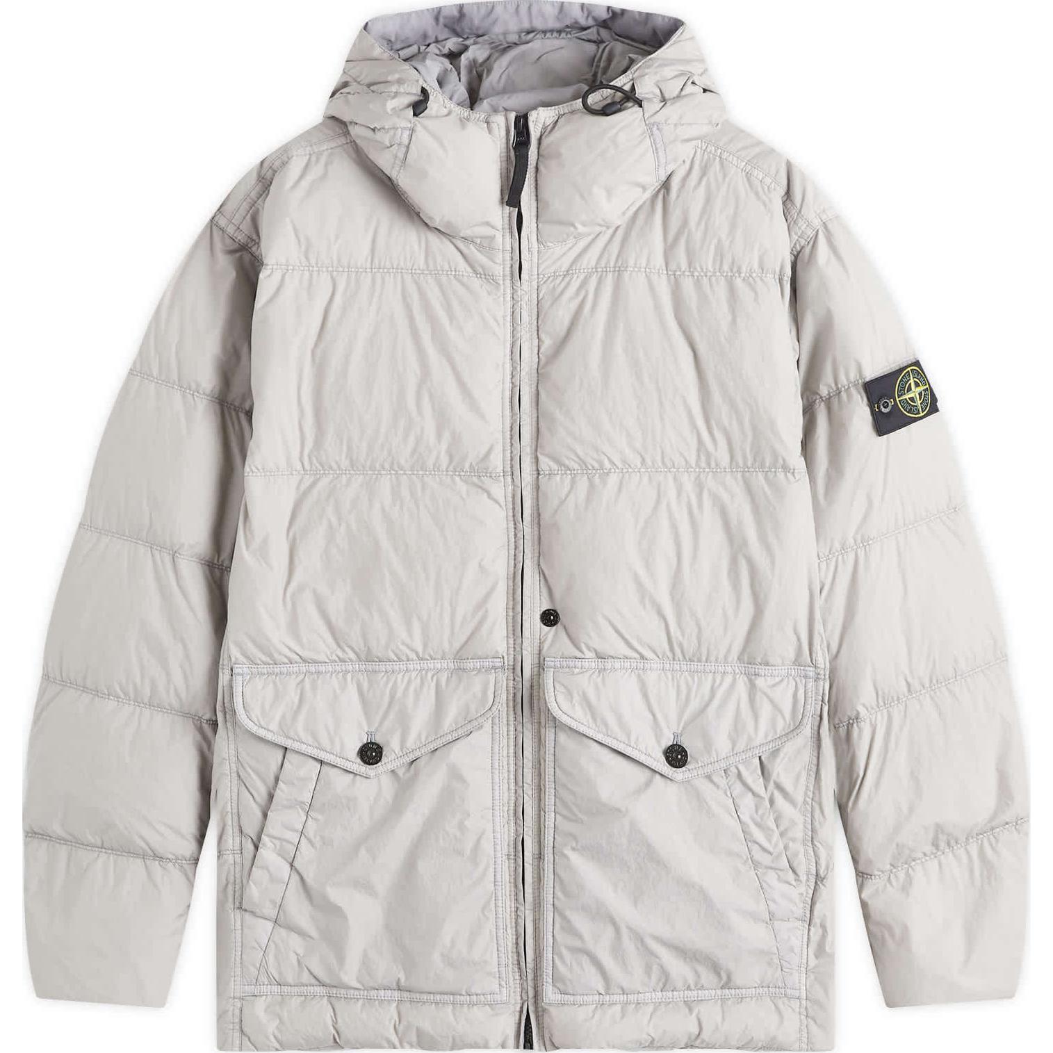 Stone Island Recycled Nylon Waterproof Hooded Down Jacket Pearl Gray Unisex. 811540723-V0060 圖 2