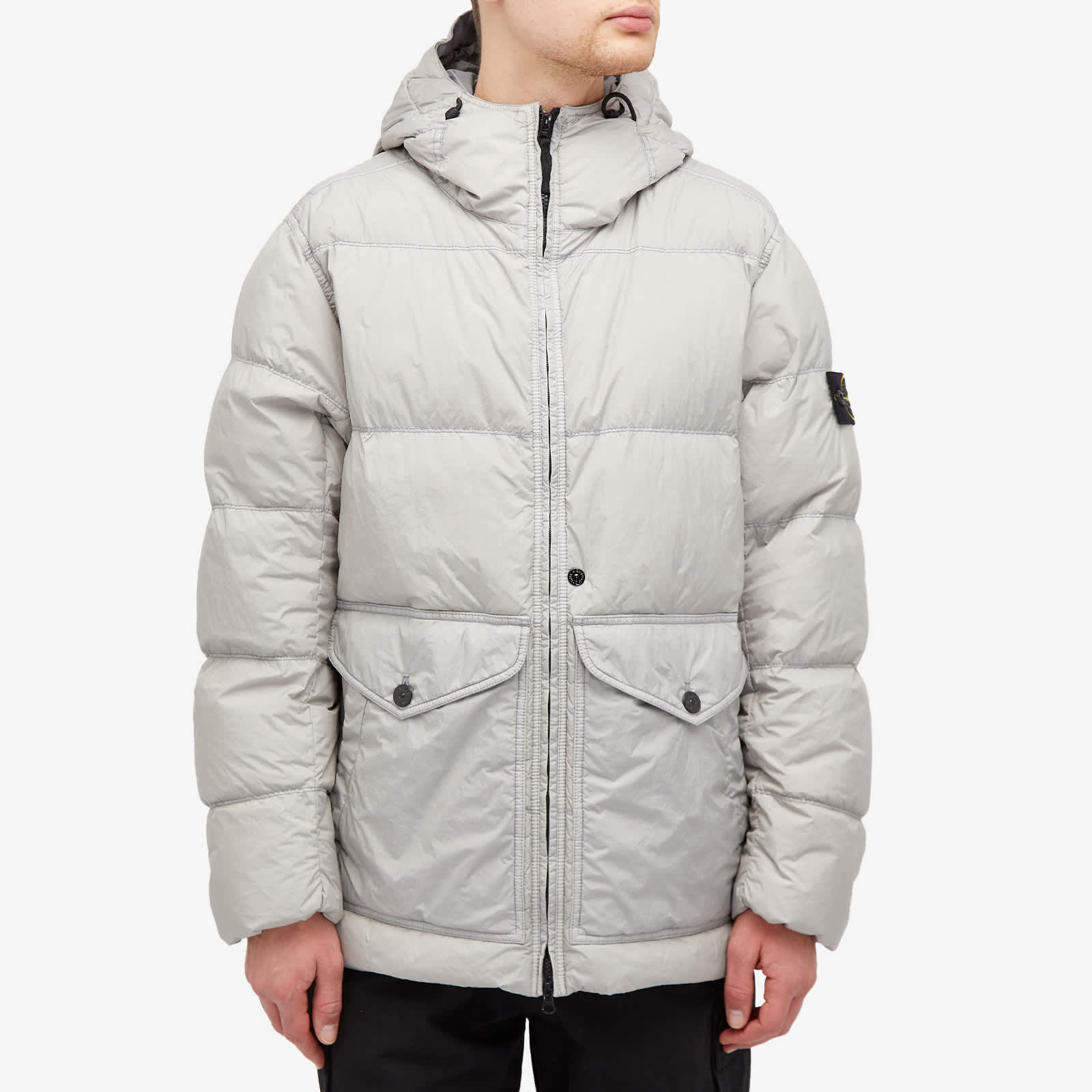 Stone Island Recycled Nylon Waterproof Hooded Down Jacket Pearl Gray Unisex. 811540723-V0060 圖 4