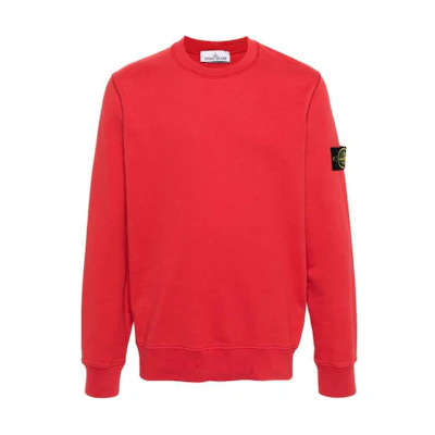 Stone Island Red Crewneck Logo Sweatshirt 801563051-V0010