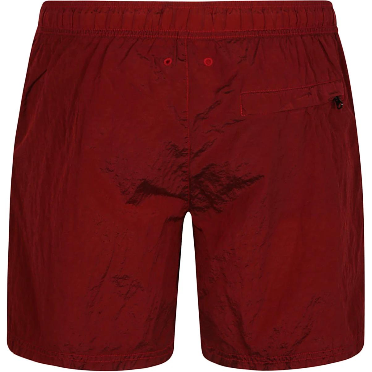 Lookbook Stone Island 紅色彈性腰圍標誌休閒短褲 8015B0943-V0010