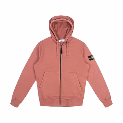 Stone Island Red Full-Zip Hoodie with Sleeve Logo for Men 731564220-V0011