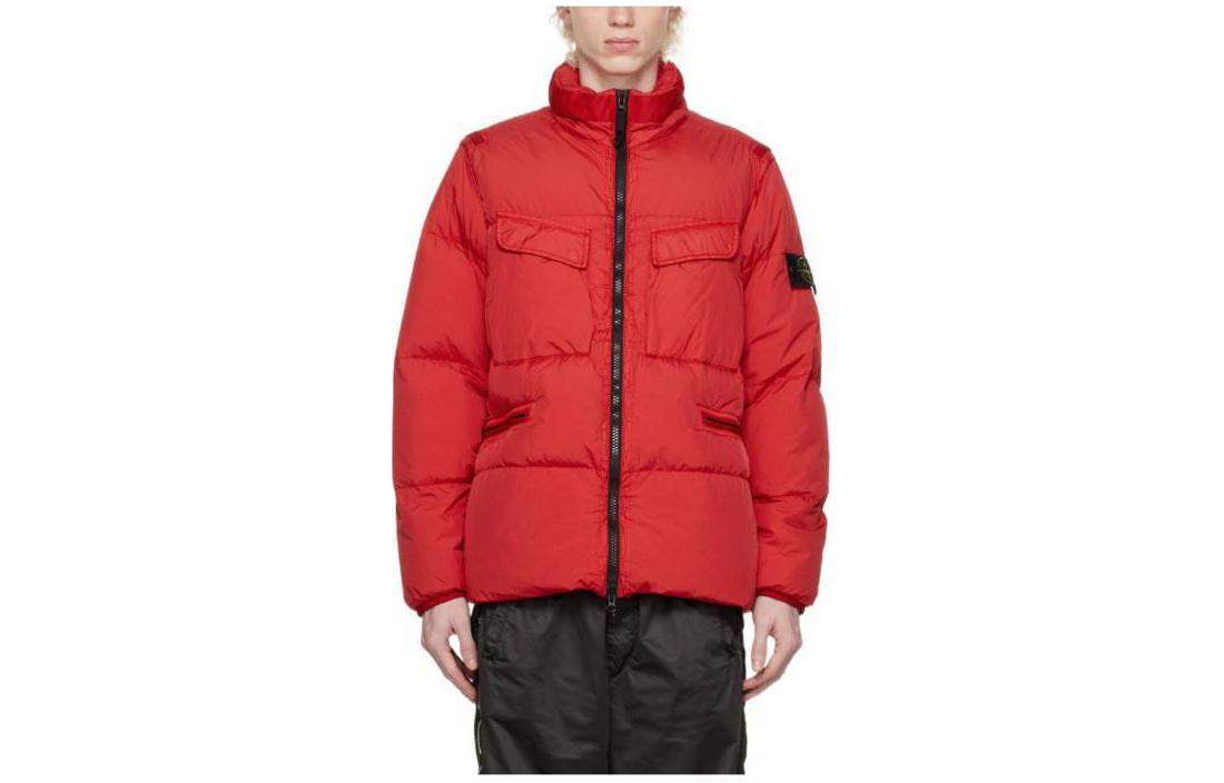Stone Island Red Logo Puffer Jacket Unisex Long Sleeve High Collar Coat. 771540123-V0010 圖 2