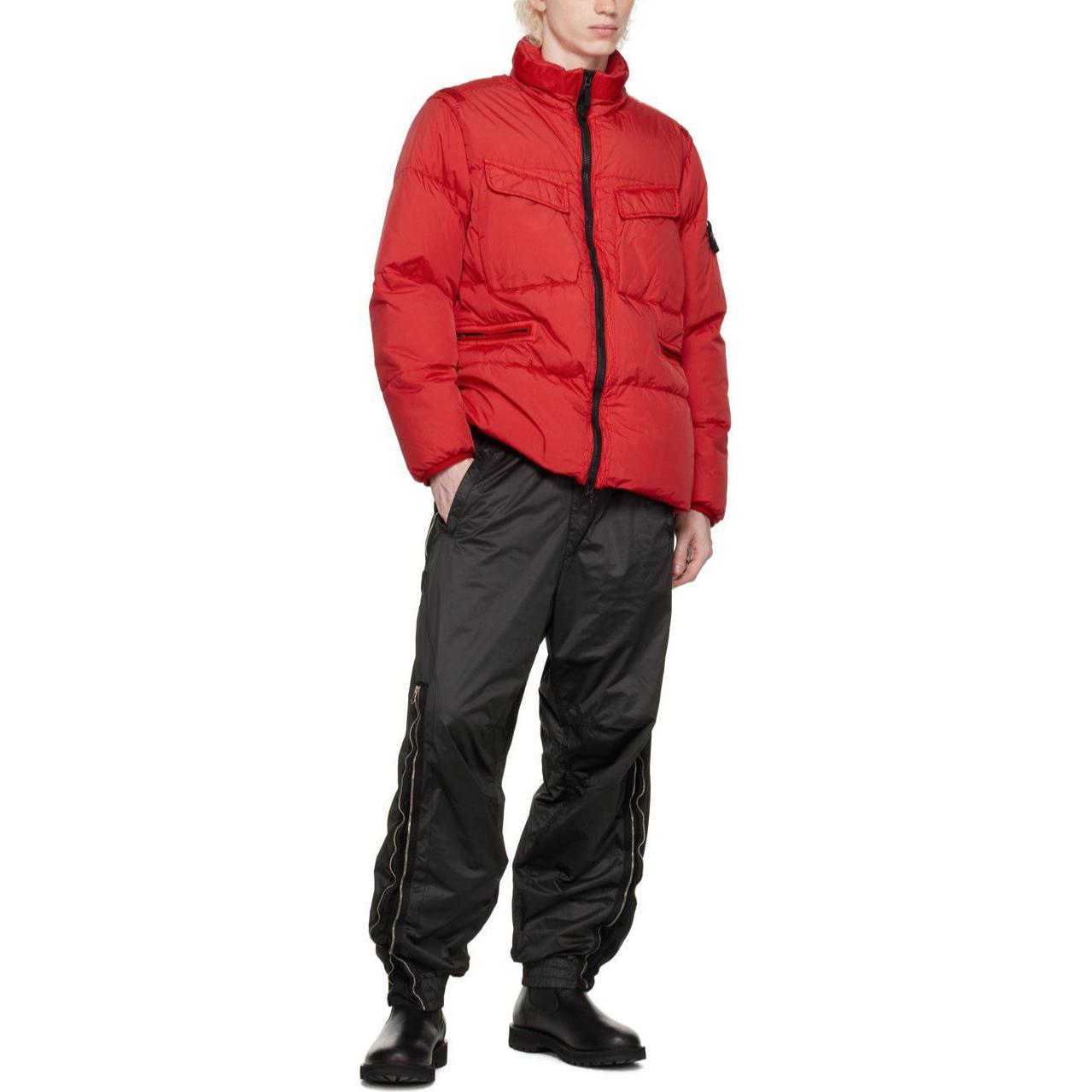 Stone Island Red Logo Puffer Jacket Unisex Long Sleeve High Collar Coat. 771540123-V0010 圖 3