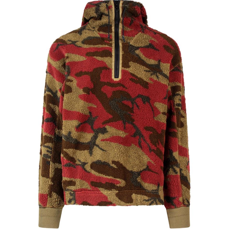 Stone Island Red Striped Half-Zip Hoodie Long-Sleeve Pullover 7715616E3-V0054