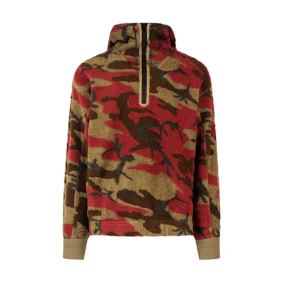 Stone Island Red Striped Half-Zip Hoodie Long-Sleeve Pullover 7715616E3-V0054