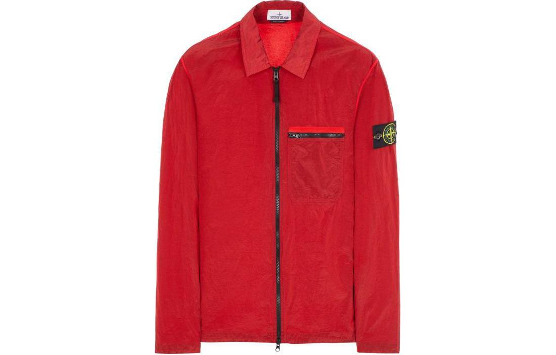 Stone Island Red Zip-Up Collared Jacket 801511219-V0010