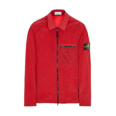 Stone Island Red Zip-Up Collared Jacket 801511219-V0010