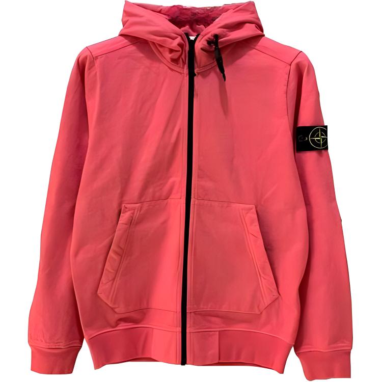 Stone Island Red Zip-Up Hoodie Jacket with Drawstring 731561150-V0087