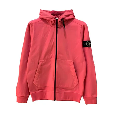 Stone Island Red Zip-Up Hoodie Jacket with Drawstring 731561150-V0087