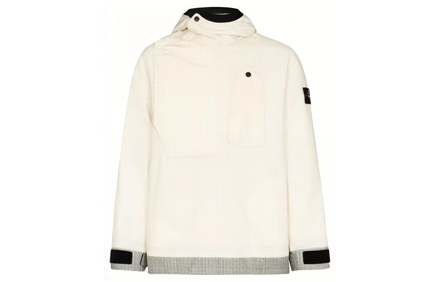 Stone Island Reflective Back Logo Hooded Jacket White - 731543399-V0035