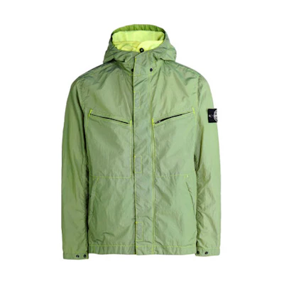 Stone Island Reflective Logo Hooded Jacket Green 641545646-V0030