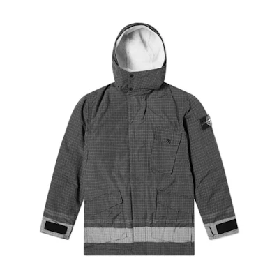 STONE ISLAND Reflective Sheepskin Hooded Down Jacket Unisex Black. 731543499-V0029