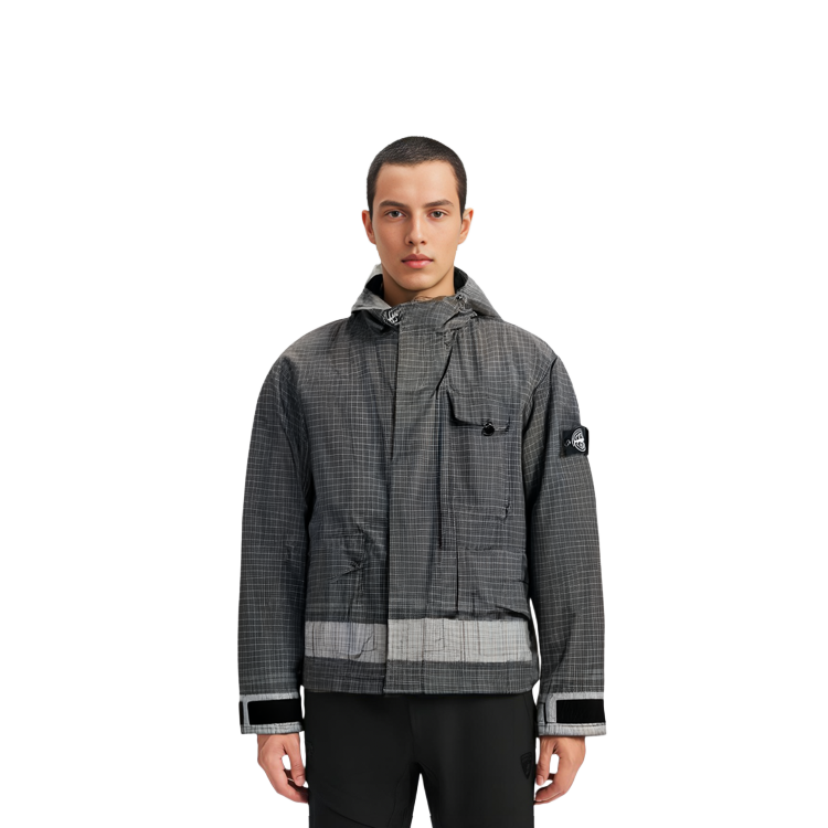 Details for 스톤 아일랜드 리플렉티브 시어링 후드 다운 재킷 유니섹스 블랙. 731543499-V0029