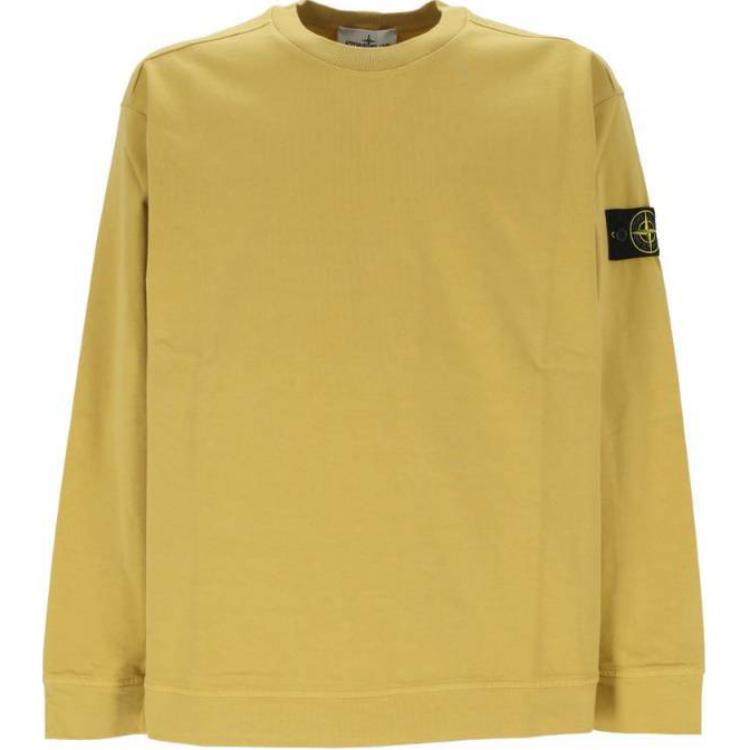 Stone Island Removable Badge Yellow Crewneck Sweatshirt Men 811563750-V0033