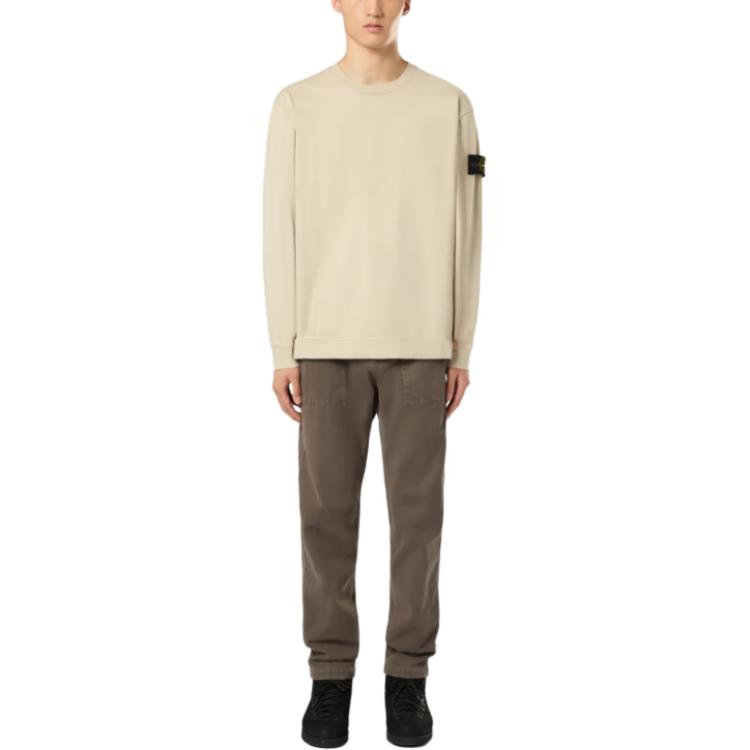 Shop Stone Island 米色男款羅紋圓領套頭衛衣 811563750-V0097