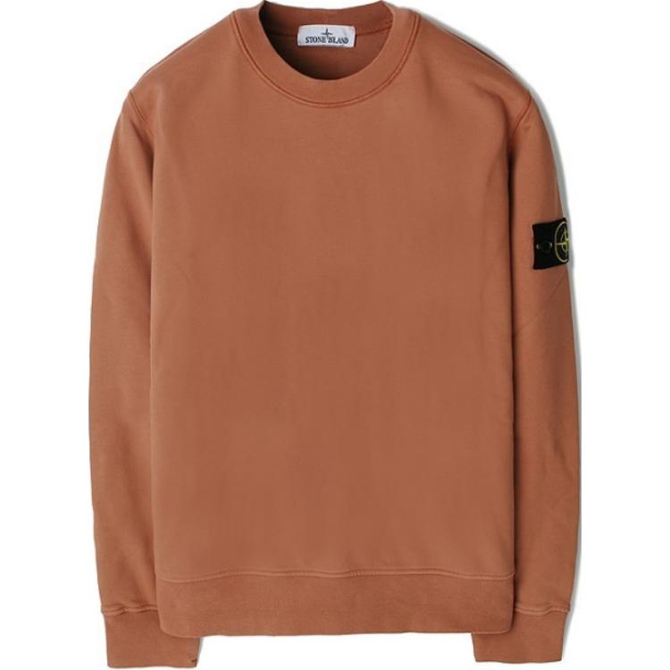Stone Island Rust Color Embroidered Logo Crewneck Oversized Sweatshirt 801563051-V0013