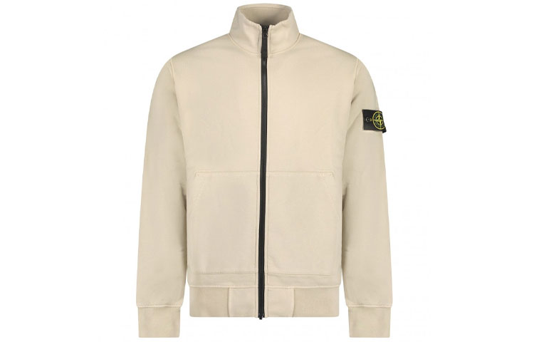Stone Island S23 Logo Patch Zip-Up Jacket Dove Gray Sweatshirt 101564351-V0092