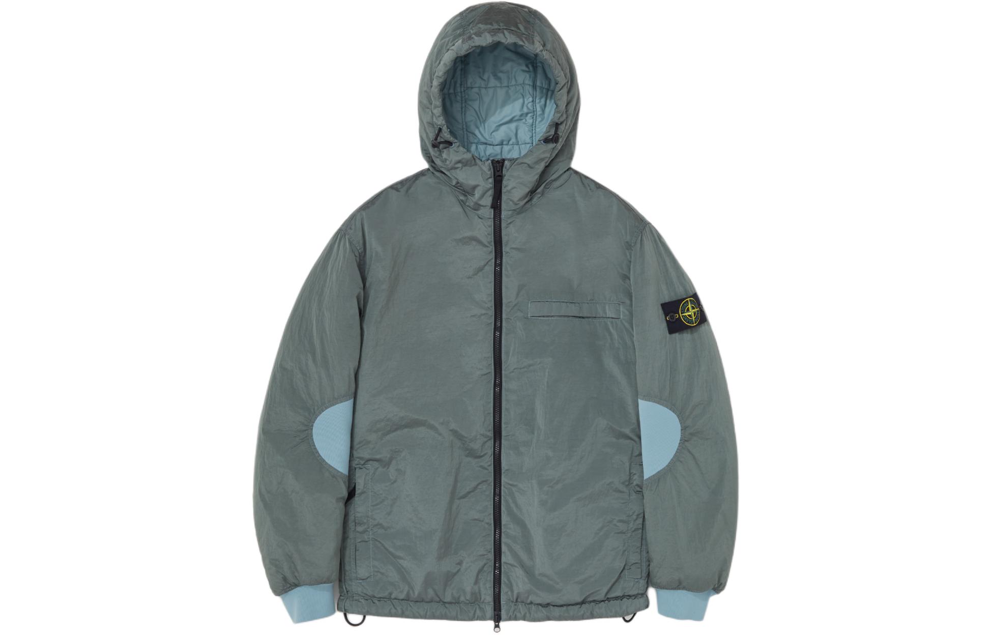 Stone Island Sage Green Patchwork Zip Pocket Hooded Jacket 791542819-V0055