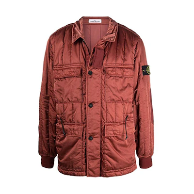 Stone Island Satin Button Logo Jacket Red 751543521-V0015