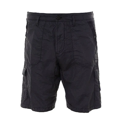 STONE ISLAND Seersucker Bermuda Cargo Shorts Black Athleisure Wear 7215L1029-V0029