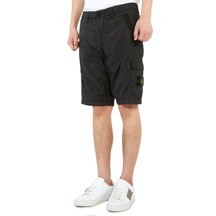 STONE ISLAND Seersucker Bermuda Cargo Shorts Black  Athleisure Wear 7215L1029-V0029 圖 6