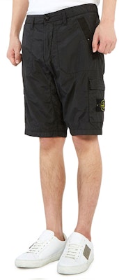 STONE ISLAND 皺皺棉短版工裝短褲 黑色 休閒運動穿搭 7215L1029-V0029 Details for STONE ISLAND 皺皺棉短版工裝短褲 黑色 休閒運動穿搭 7215L1029-V0029