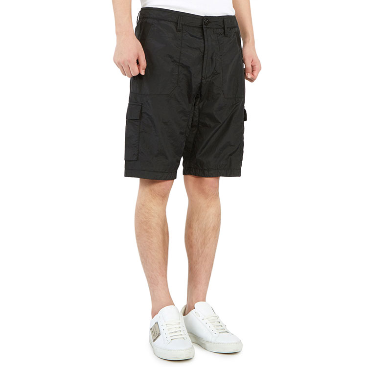 STONE ISLAND Seersucker Bermuda Cargo Shorts Black  Athleisure Wear 7215L1029-V0029 圖 7
