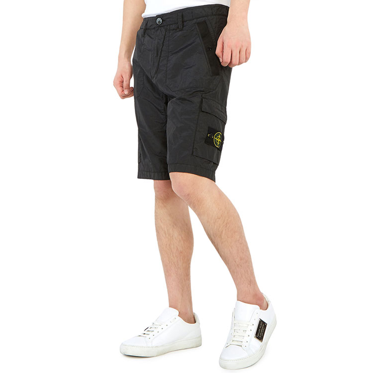 STONE ISLAND Seersucker Bermuda Cargo Shorts Black  Athleisure Wear 7215L1029-V0029 圖 8