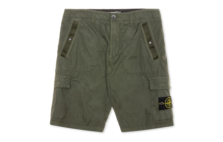 Stone Island Seersucker Bermuda Cargo Shorts Olive Green Mens. 7215L1029-v0058 圖 2