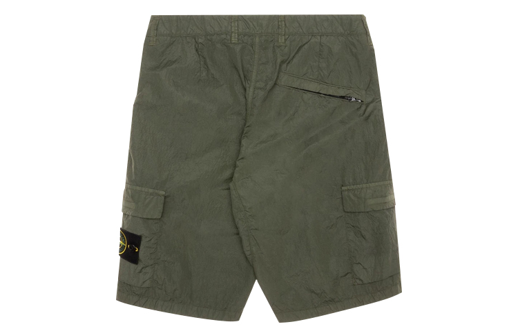 Stone Island Seersucker Bermuda Cargo Shorts Olive Green Mens. 7215L1029-v0058 圖 3