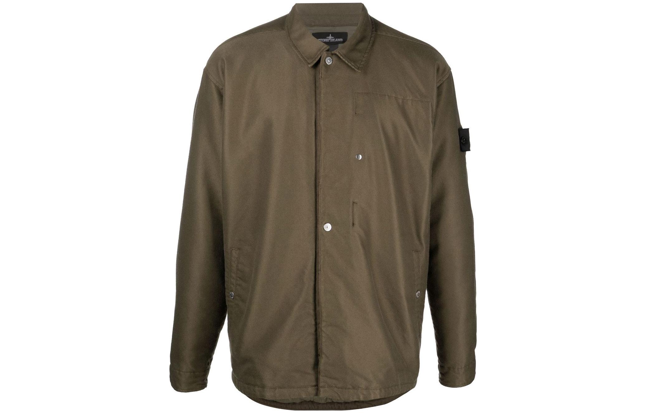 Stone Island Shadow Project Hidden Snap Button Collar Jacket Olive Green 771910515-V0079