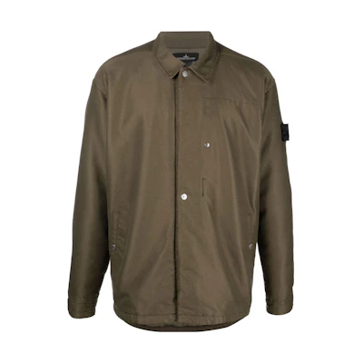Stone Island Shadow Project Hidden Snap Button Collar Jacket Olive Green 771910515-V0079
