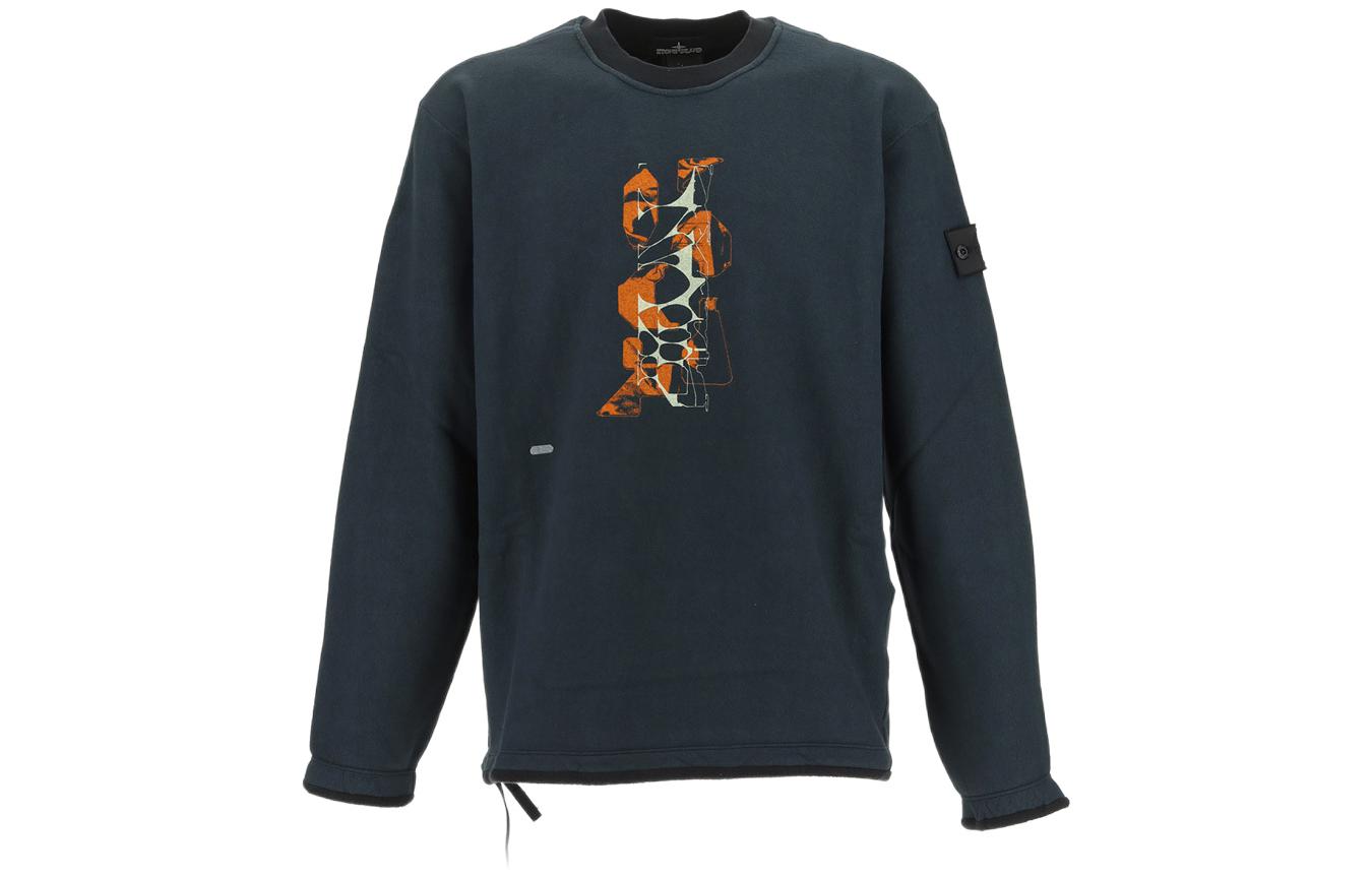 Stone Island Shadow Project Logo Print Crewneck Sweatshirt Black Long Sleeve 77196032A-V2029