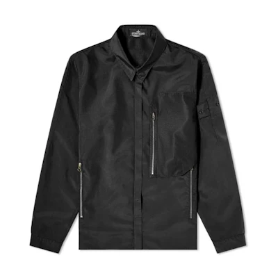 Stone Island Shadow Project SS21 Black Zip-Up Shirt Jacket for Men 741910102-V0029