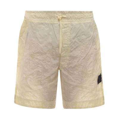 STONE ISLAND Shadow Project SS23 Crinkle Nylon Print Swim Shorts Yellow Butter Mens 7819B0126-V2035