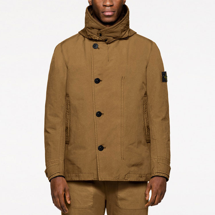 Purchase Stone Island Jaket Kasual Lelaki Coklat Berhud Lapis Shearling. 731542049-V0071