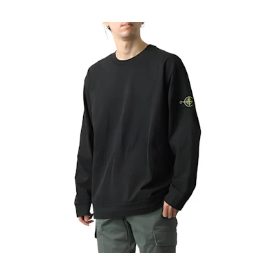 Stone Island Side Badge Crewneck Loose Fit Long Sleeve Sweatshirt Black Men 360329156-A0029