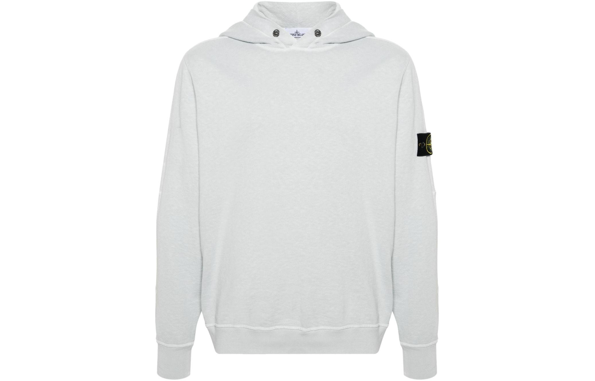 Stone Island Side Logo Badge Pullover Hoodie Men’s Light Blue 801565860-V0141