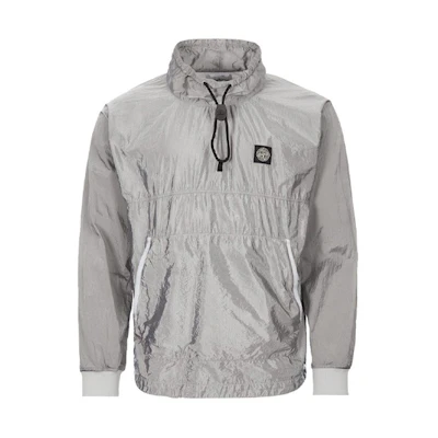 Stone Island Silver Hooded Logo Jacket in Relaxed Fit 721565136-V0064