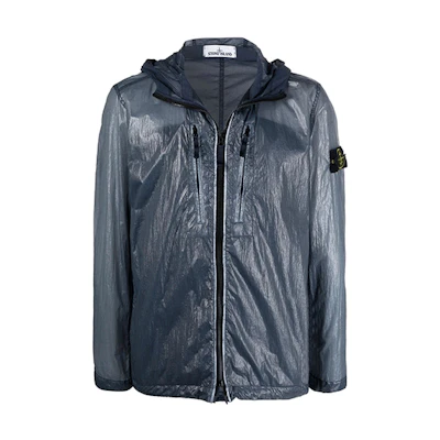 Stone Island Silver Zipped Hoodie Jacket for Men 741543034-V0024