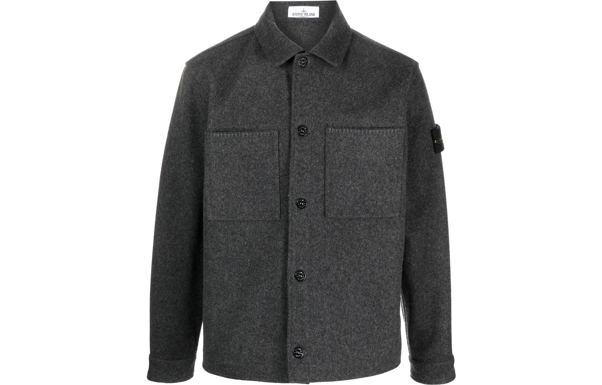 Stone Island Single-Breasted Gray Jacket for Men 7915Q1030-V0067