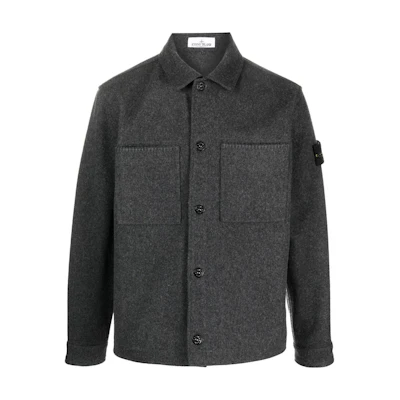 Stone Island Single-Breasted Gray Jacket for Men 7915Q1030-V0067