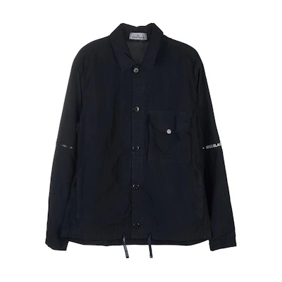 Stone Island Single-Breasted Navy Blue Shirt-Style Jacket 7615429E1-V0020