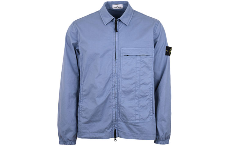 Stone Island Single-Pocket Logo Jacket for Men in Haze Blue 741510319-V0046