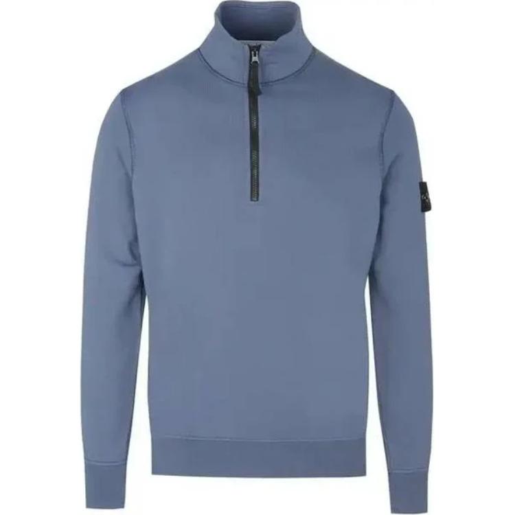 Stone Island Sky Blue Half-Zip Pullover Sweatshirt 101561951-V0024